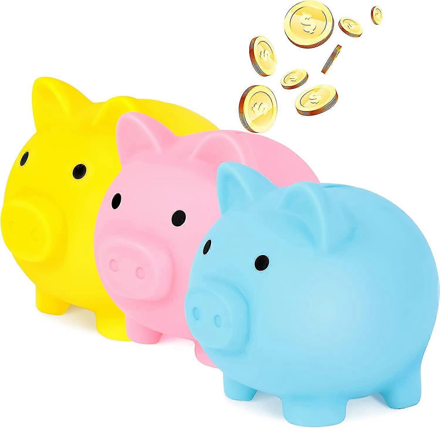 3 PCかわいい貯金箱プラスチック豚マネー銀行大人ピギー銀行豚マネーボックスコインバンクプラスチック