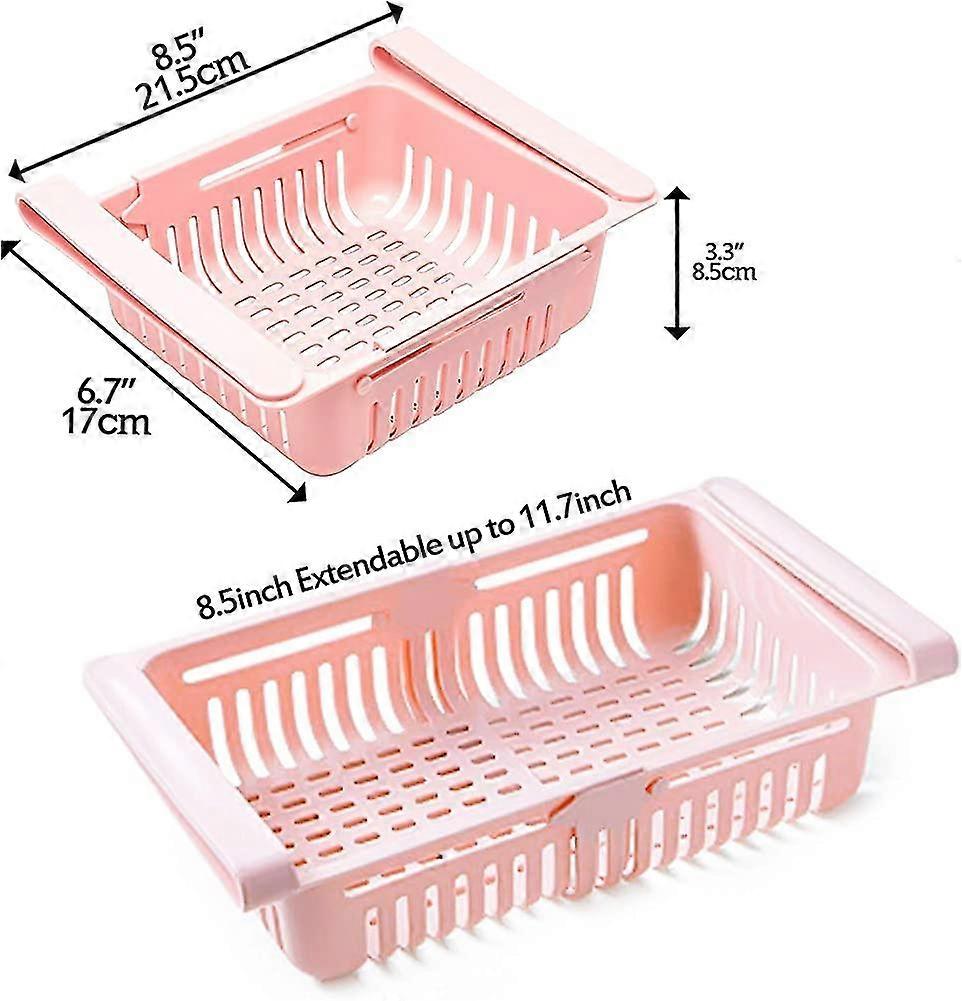 New- 4pcs Fridge Drawers, Adjustable Storage Shelf, Pull-out Fridge Partition Layer