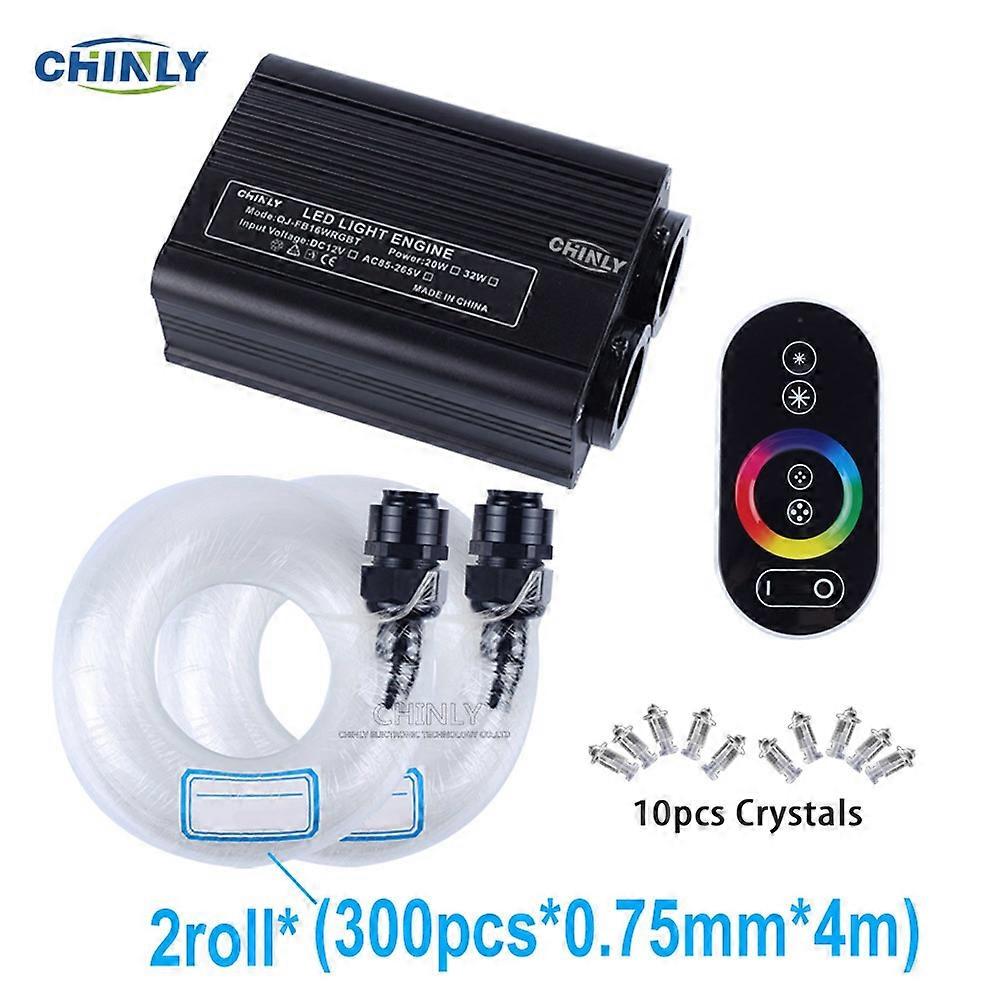 32W RGBW 光ファイバーライト ダブル光源ヘッド エンジン RFタッチリモコン 4m 600本 光ファイバーケーブル LED照明