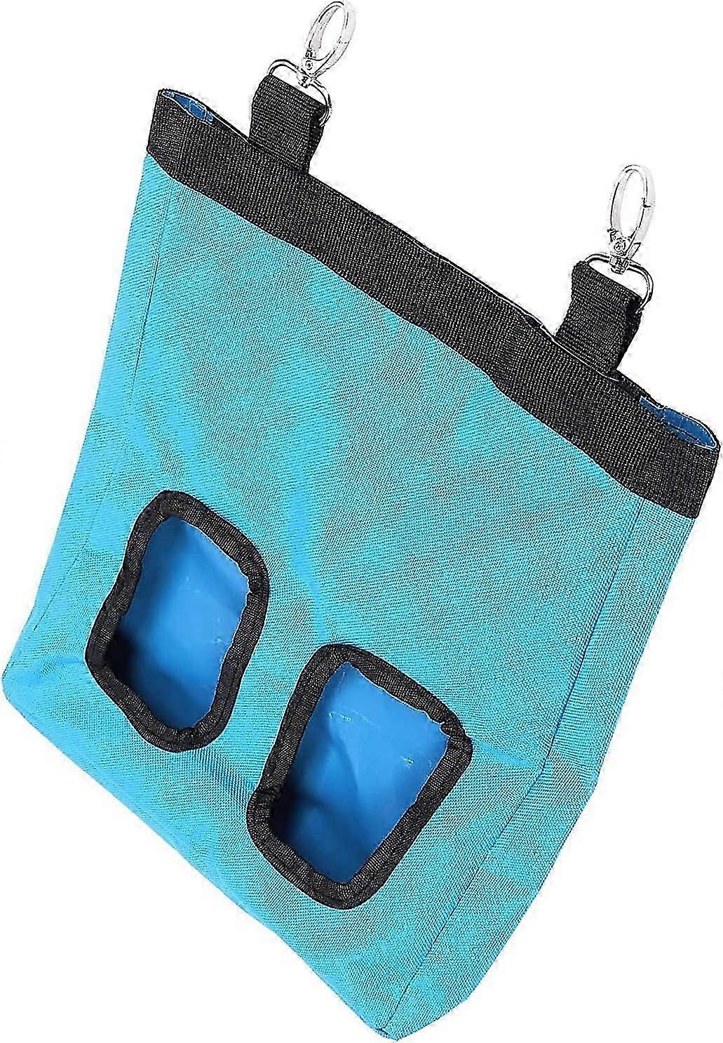 Rabbit Hay Feeder Bag Hay Bag Hanging Feeder Pig Hay Feeder Storage Small Animal Feeding Bag for Rabbit Guinea Pig (Blue)