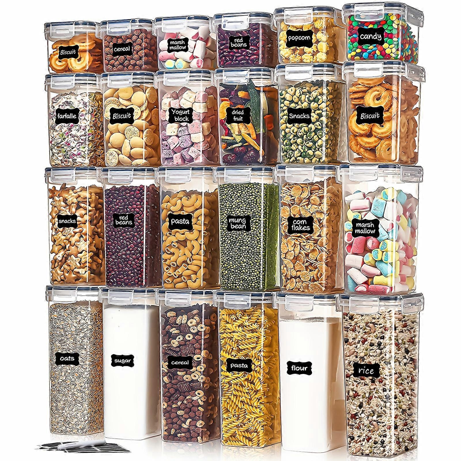 24-Piece Premium Pet Food Storage Containers Set - BPA-Free Airtight Plastic Buckets with Lids, Labels & Marker for Secure Dry Dog Food & Snack Organi