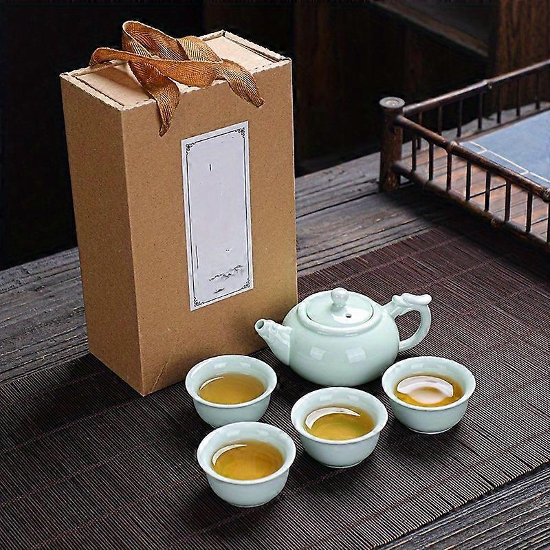 1set, Ceramic Celadon Pot, Tea Set, Travel Tea Set, Coffee Drinking Set, Durable With Easy Maintenance, Unique Gift For Tea Lovers, Durable With High