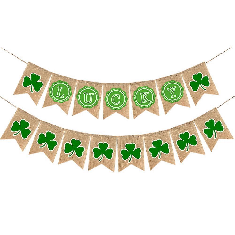 1 Set St Patrick's Day Linen Bunting Letters Design Banner Party Supplies