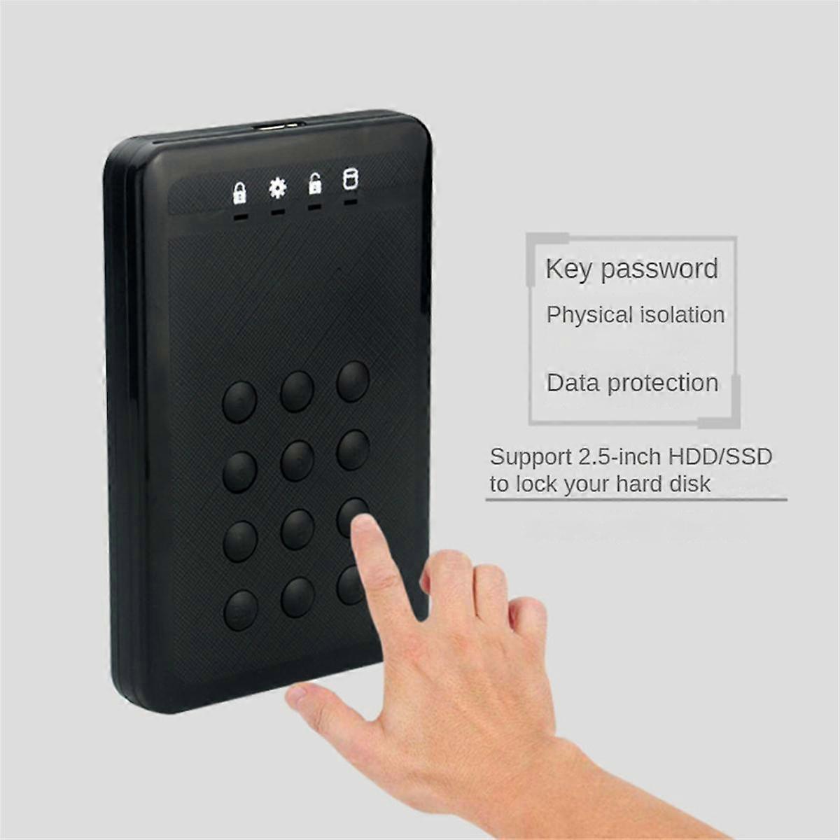 HDD Enclosure SSD Case Encrypted Hard Drive Enclosure 5Gbps USB3.0 SATA Hard Drive Enclosure for 2.