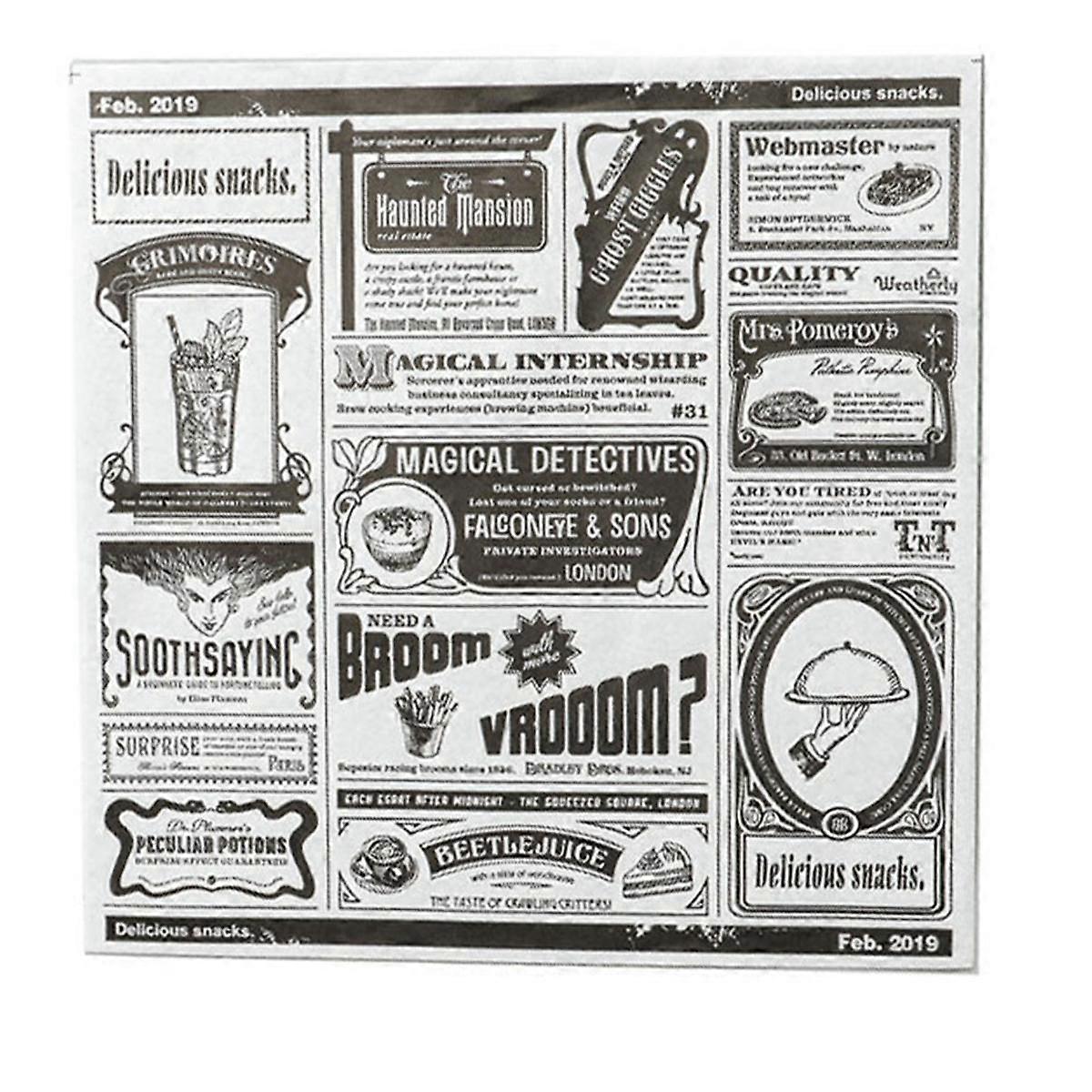 200 قطع صحيفة إنجليزية ورقة مقاومة للشحوم ورقة خفيفة ورقة ماصة للزيت بطاطس مقلية ساندويتش Wr