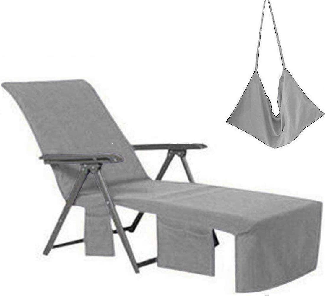 Lounge Chair Cover Microfiber Beach Towel Swimming Pool Lounge Chair Cover With Pockets Fo