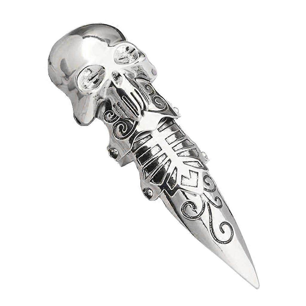 Double Open Punk Rings for Men Gothic Statement Skull Armour Full Finger Ring
