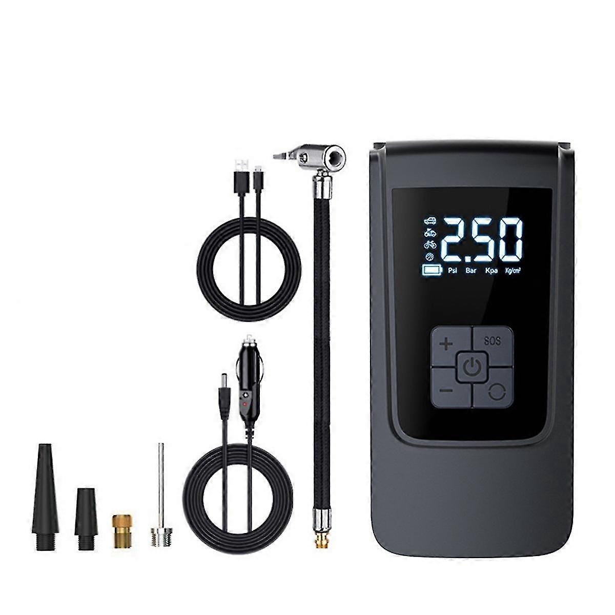 Digital Display Air Compressor Tire Inflator Cordless compatible with Car Bicycle Tire Air Pump Port