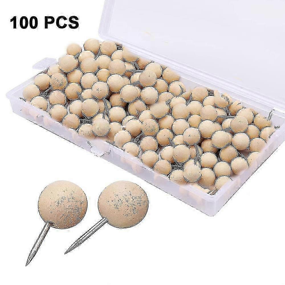 100 Adet Ahşap İtme Pimleri Yuvarlak Başlı Ahşap Puşetler Ahşap Başparmak Yapışkanları