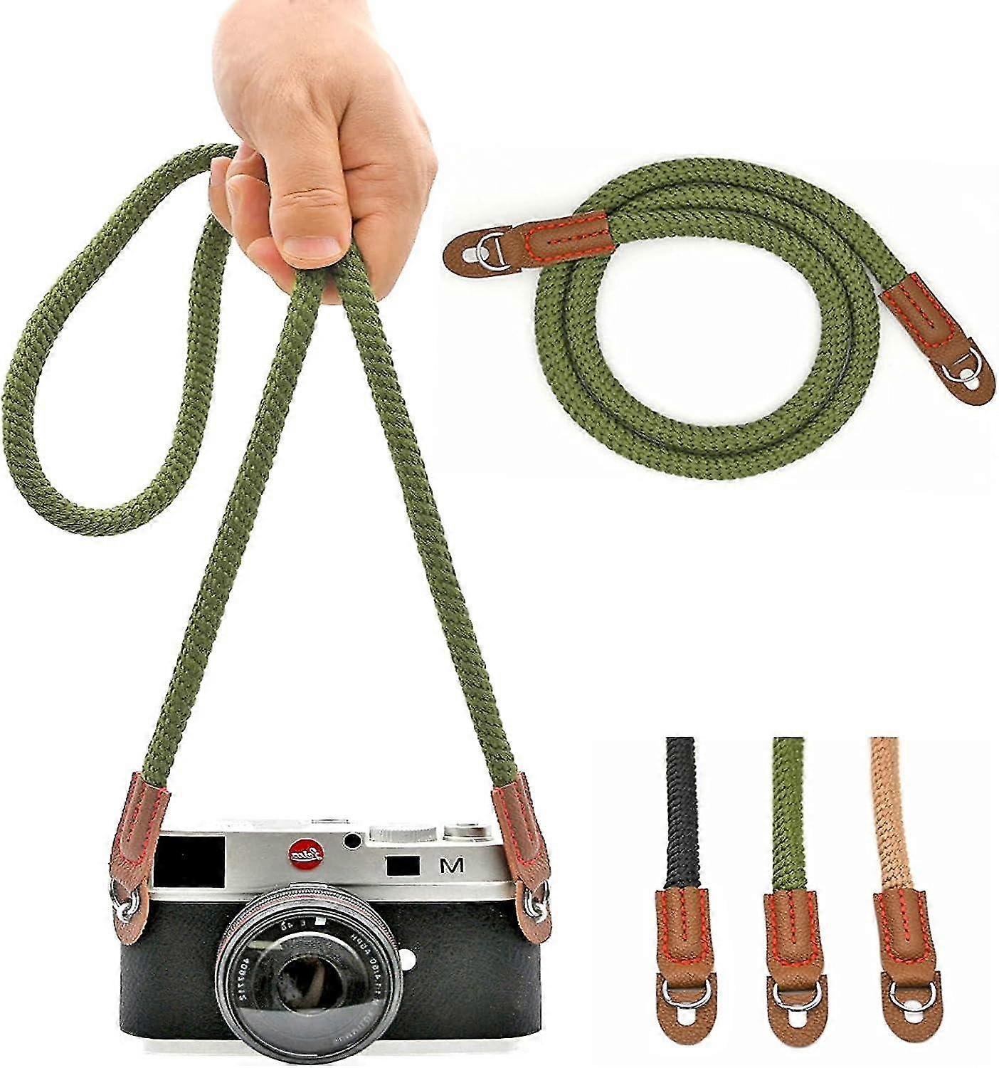 Rope Camera Strap(Dark Green),Handmade Cotton Camera Strap Shoulder Strap/Strap DSLR Camera Belt for