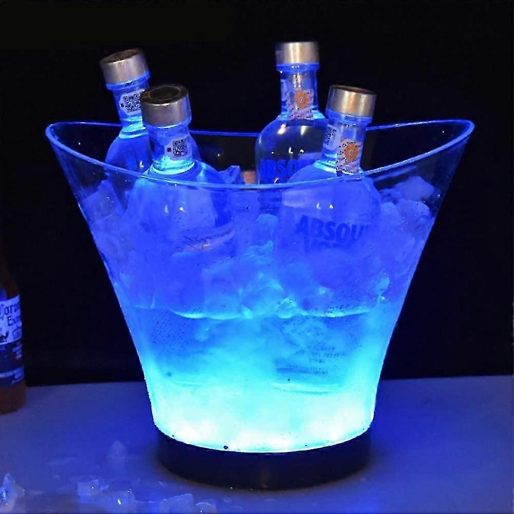 6 ליטר דלי קרח מואר, אורות הדרגתיים צבעוניים, בקבוק יין מקרר שמפניה קריר יותר / מקרר יין / מקרר משקאות, מתאים למסעדה