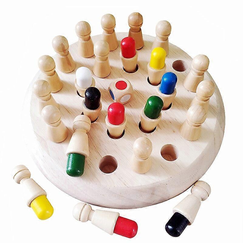 Kids Wooden Toy Puzzles Color Memory Chess Match Game Intellectual Children Party Board Games Baby Educational Learning Toys