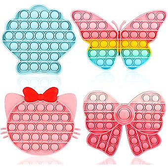4 confezioni Pop It Fidget Toys Pack, Push Pop Bubble Fidget Giocattoli sensoriali, Autismo Bisogni Speciali Sollievo dallo Stress Silicone Pressione Alleviare i Giocattoli, Spremere Giocattolo