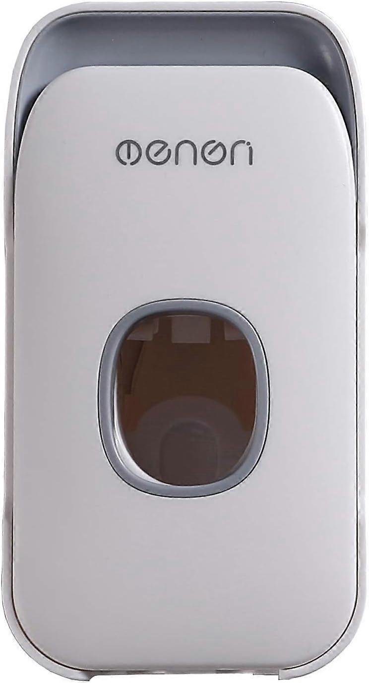 Wall Mounted Toothpaste Dispenser Automatic Push Toothpaste Dispenser with Toothbrush Holder (Gray)