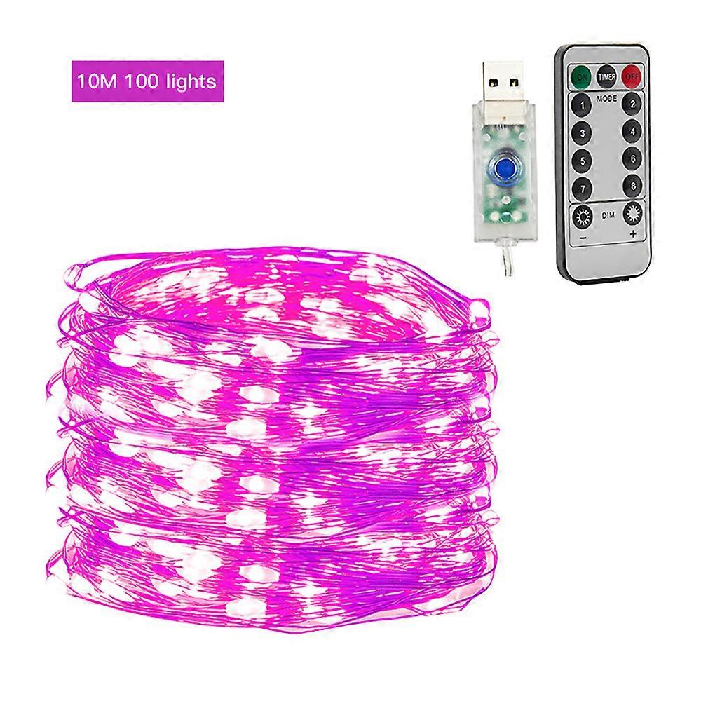 Waterproof USB Copper Wire String Lights with Remote Control and 8 Modes for Christmas Decorations