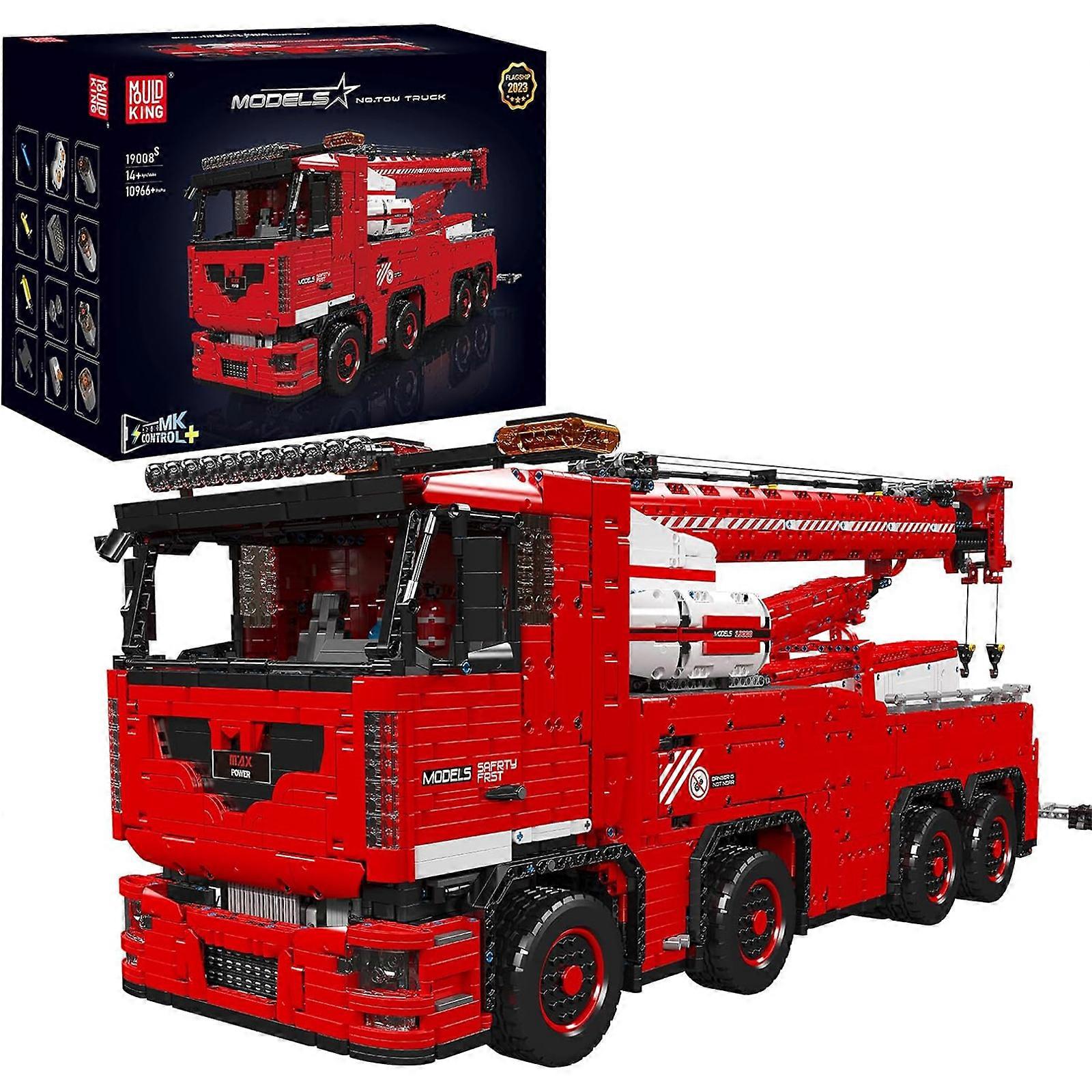 MOC Heavy Crane Truck Building Set, 10966 Pieces APP Remote Control Recovery Truck with 19 Engines, Large Wrecker Crane Truck Set for Kid/Adult