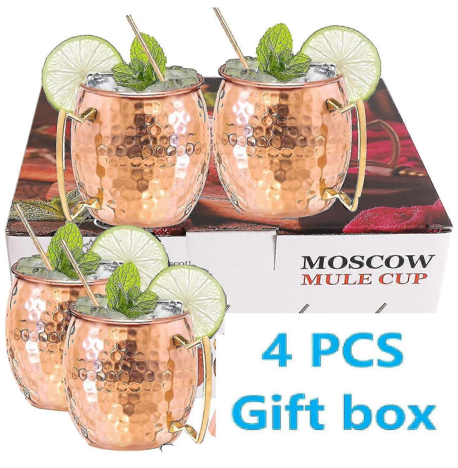 シェービングボウルマグカップモスクワミュール銅マグカップ - セット4hクラフト純固体銅マグカップ16オンスギフトセット