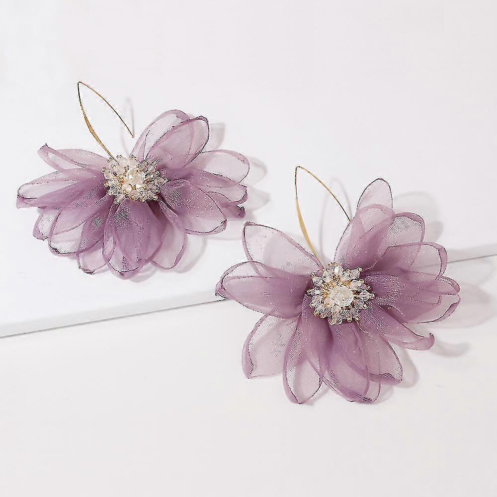 Damer koreansk design efterår vinterblomst øreringe lilla