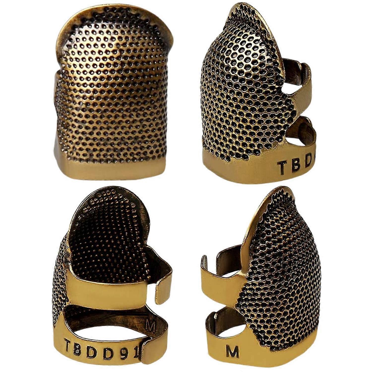 4Pcs Sewing Thimble Finger Protector Copper Fingertip Thimbles Adjustable Finger Shield Protector D