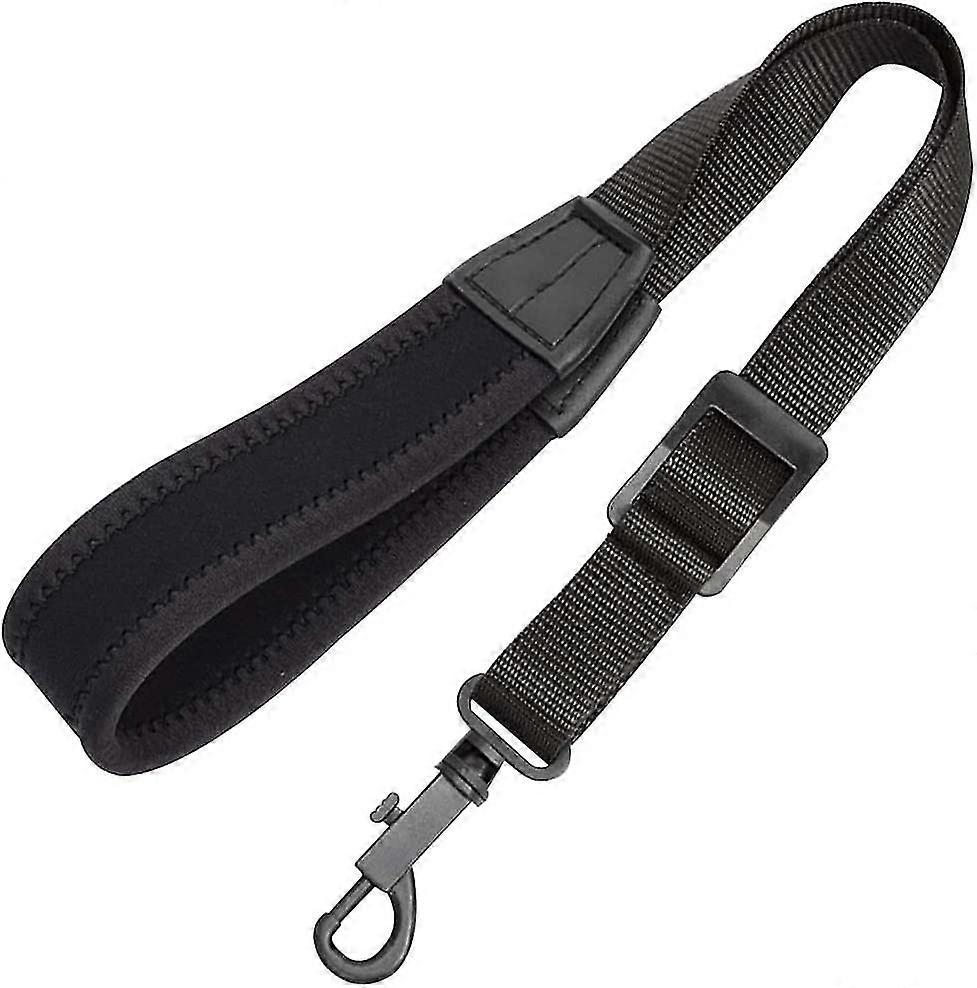 Saxophone Strap - Saxophone Strap For Adults And Kids, Adjustable Padded Leather Saxophone Strap With Hooks For Alto, Tenor (black)