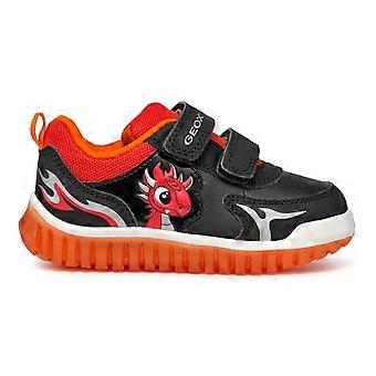 Geox Boys Lightyloo Trainers Black Red