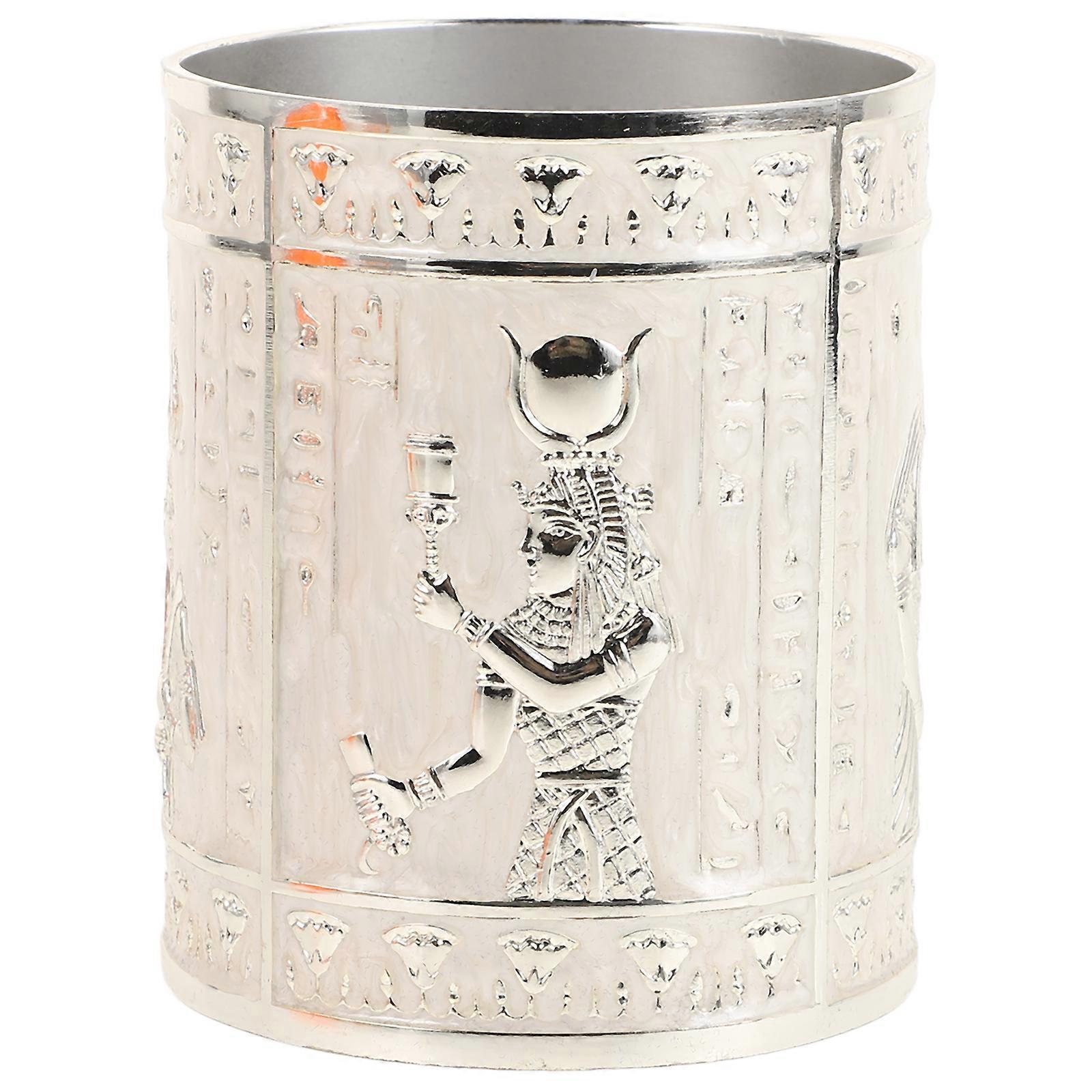 1Pc Vintage Pen Holder Creative Retro Pattern Office Pen Bucket (Random Color)