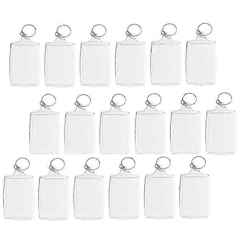 100Pcs Photo Keychain Rectangle Transparent Blank Acrylic Insert Photo Picture Frame Keyring Key Ho
