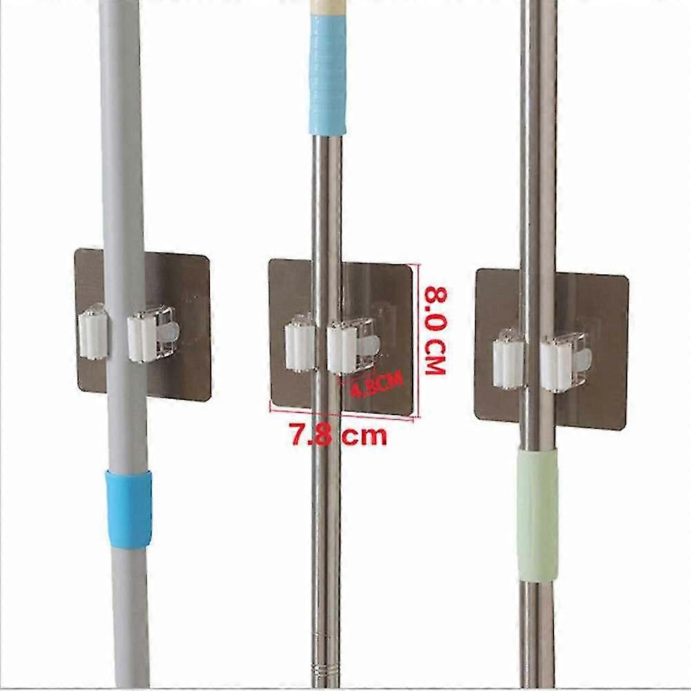 Self-adhesive Broom Holder Space Saving Wall Suction Clip Hook 2pcs