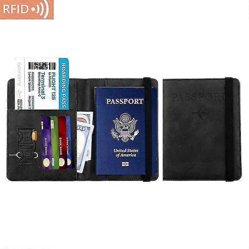 מחזיק כרטיס עור ארנק Rfid מחזיק דרכון תיק דרכון תיק כיסוי נסיעות