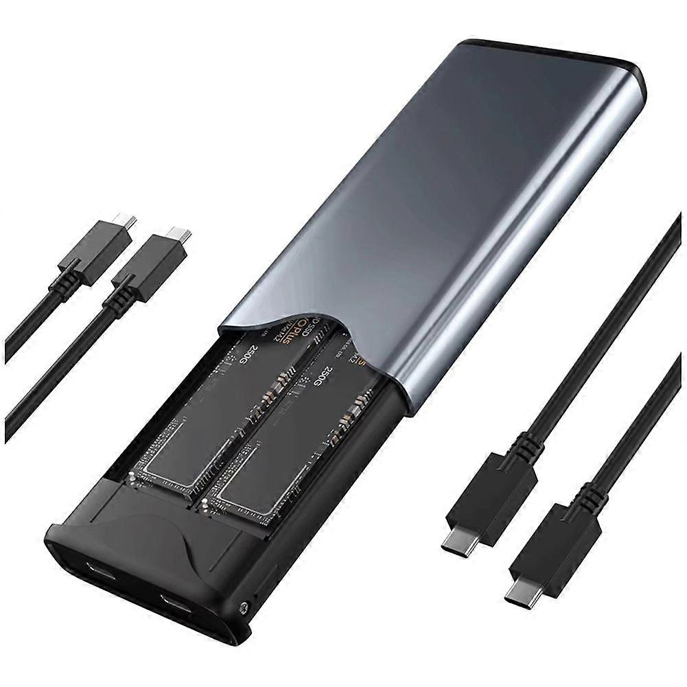 M.2 SATA NVME Dual Protocol SSD Enclosure Dual Bay SATA&NVME SSD Case 10Gbps USB Type C SSD Case M.