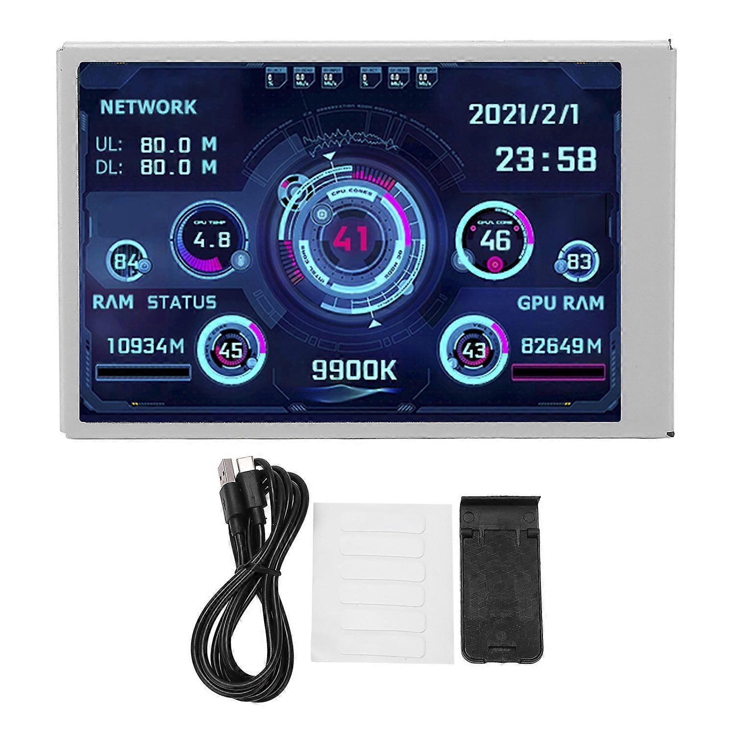 Mini Monitor 3.5in Display Screen USB Type C IPS Full View Computer Accessory for Work