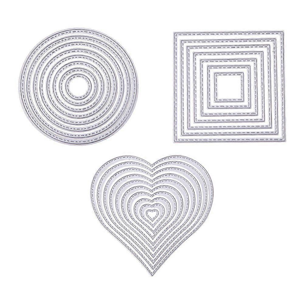 25 pcs Carbon Steel Cutting Dies Stencils for DIY Scrapbook Album Paper Card Heart & Square & Flat Round Silver Color