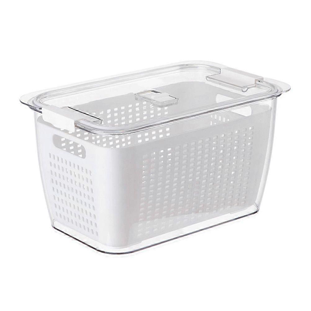 1Pc Large Capacity Double-Layer Storage Box Practical Food Draining Box (White)