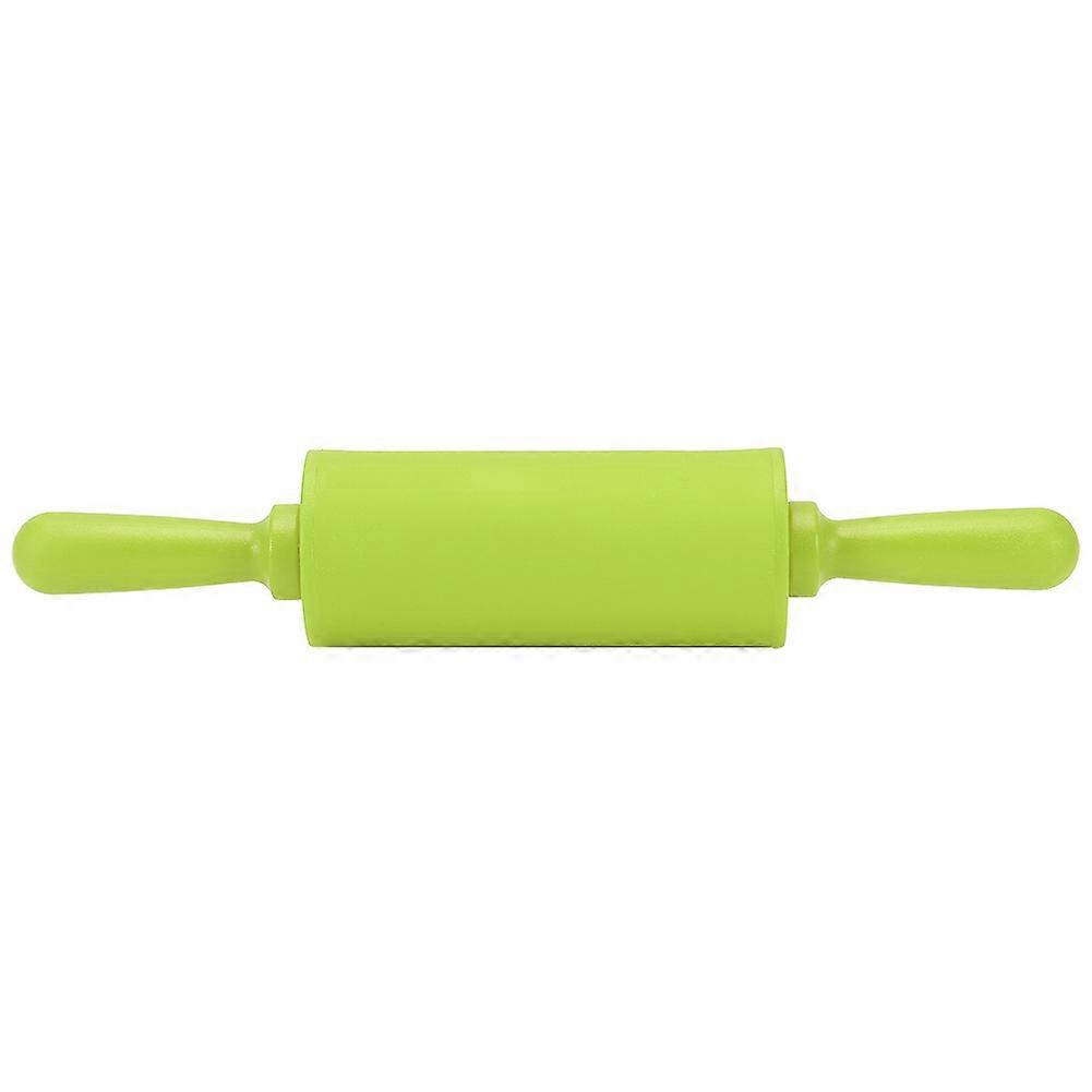 Green Silicone Rolling Pin Pastry Dough Roller Baking Tool with Plastic Handle