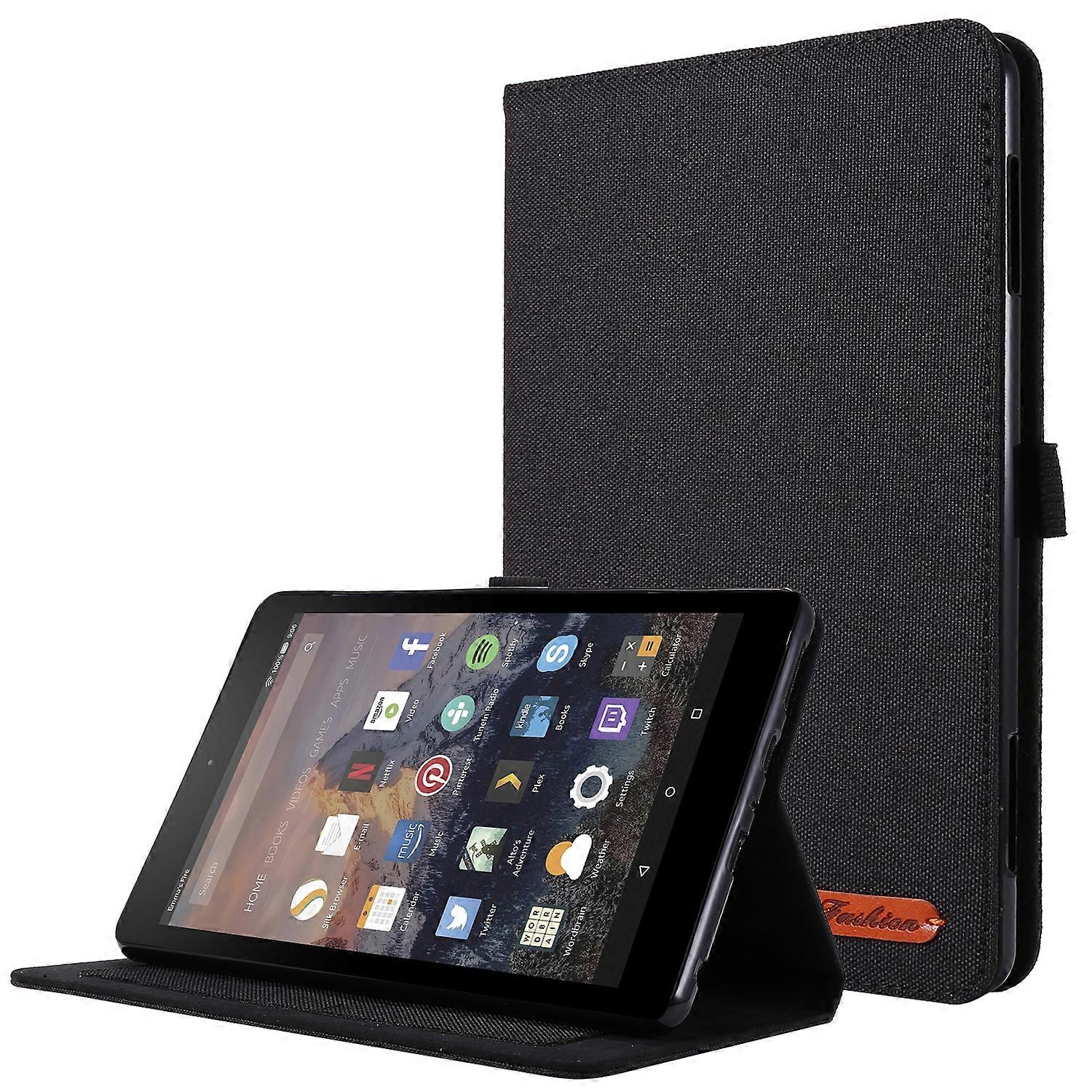 For Amazon Kindle Fire HD 10 2021 Horizontal Flip TPU + Fabric PU Leather Protective Case with Name Card Clip