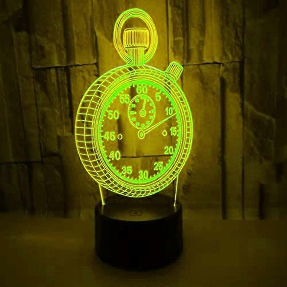 3D Clock Night Light Table Desk Optical Illusion Lamps 7 Col