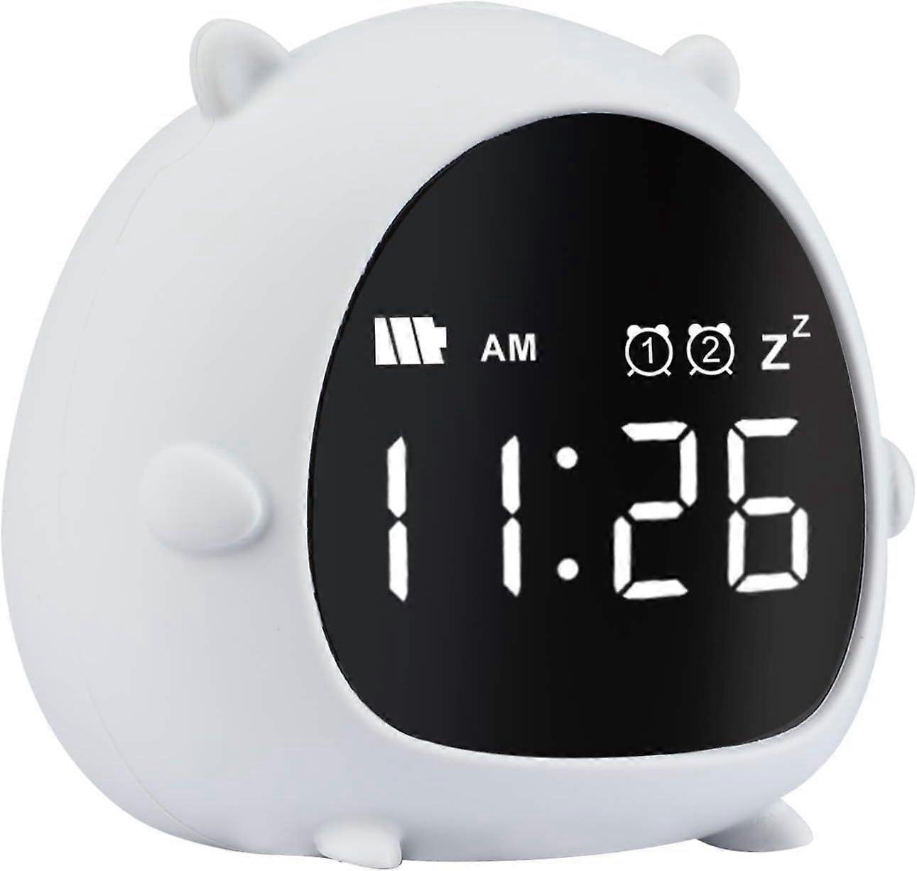 Cute Digital Kids Alarm Clock With Snooze Countdown 2 Alarms Rechargeable Voice Control