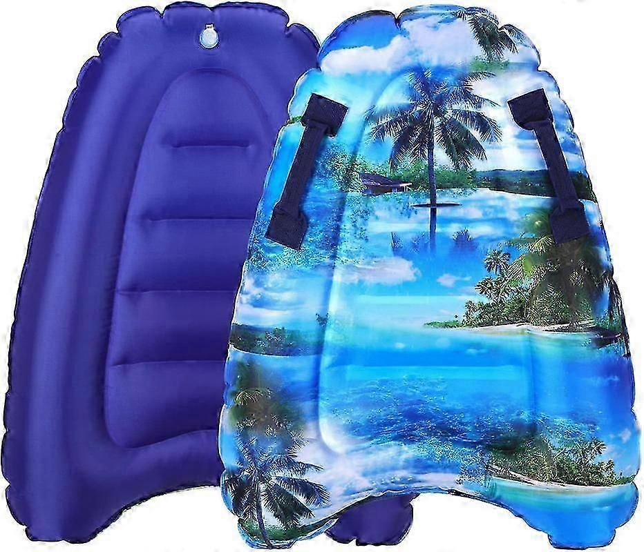 Inflatable Surfing Bodyboard, Portable Floating Surf Board Slip Pool Mat with Handles