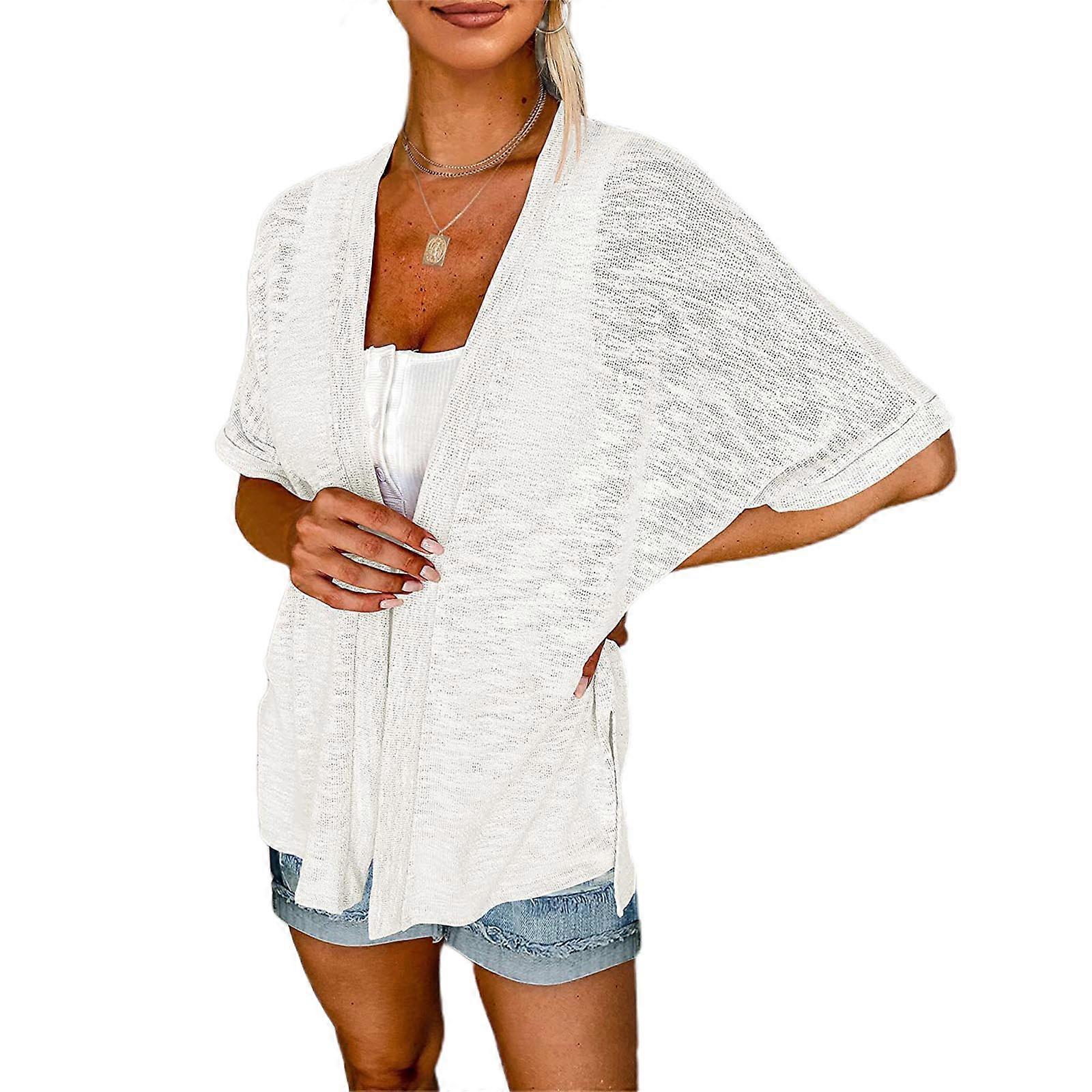 Maillot de bain uni pour femme, cache-maillot, chemise de nuit, cardigan ample, maillot de bain sexy, bikini, blanc, taille XL