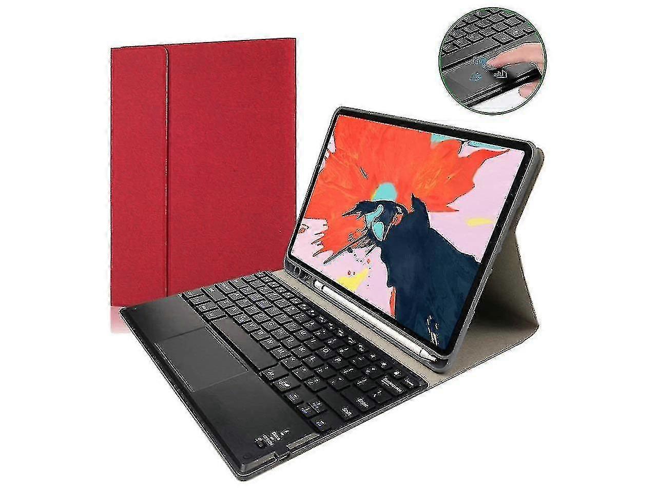 12.9 Inch iPad Pro 2017/2015 (2nd & 1st Gen) Compatible Keyboard Case with Built-in Trackpad and Detachable Wireless Keyboard in Leather Cover