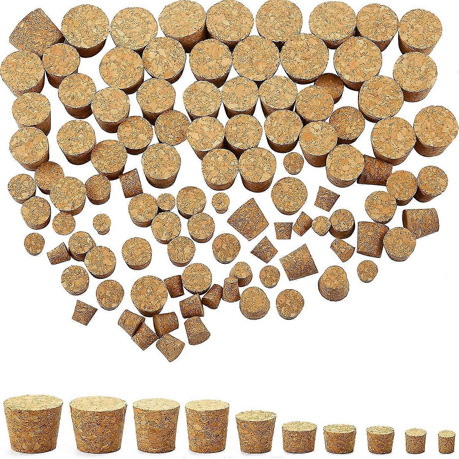 100-Pack Tapered Cork Wine Bottle Stoppers, Replacement Corks
