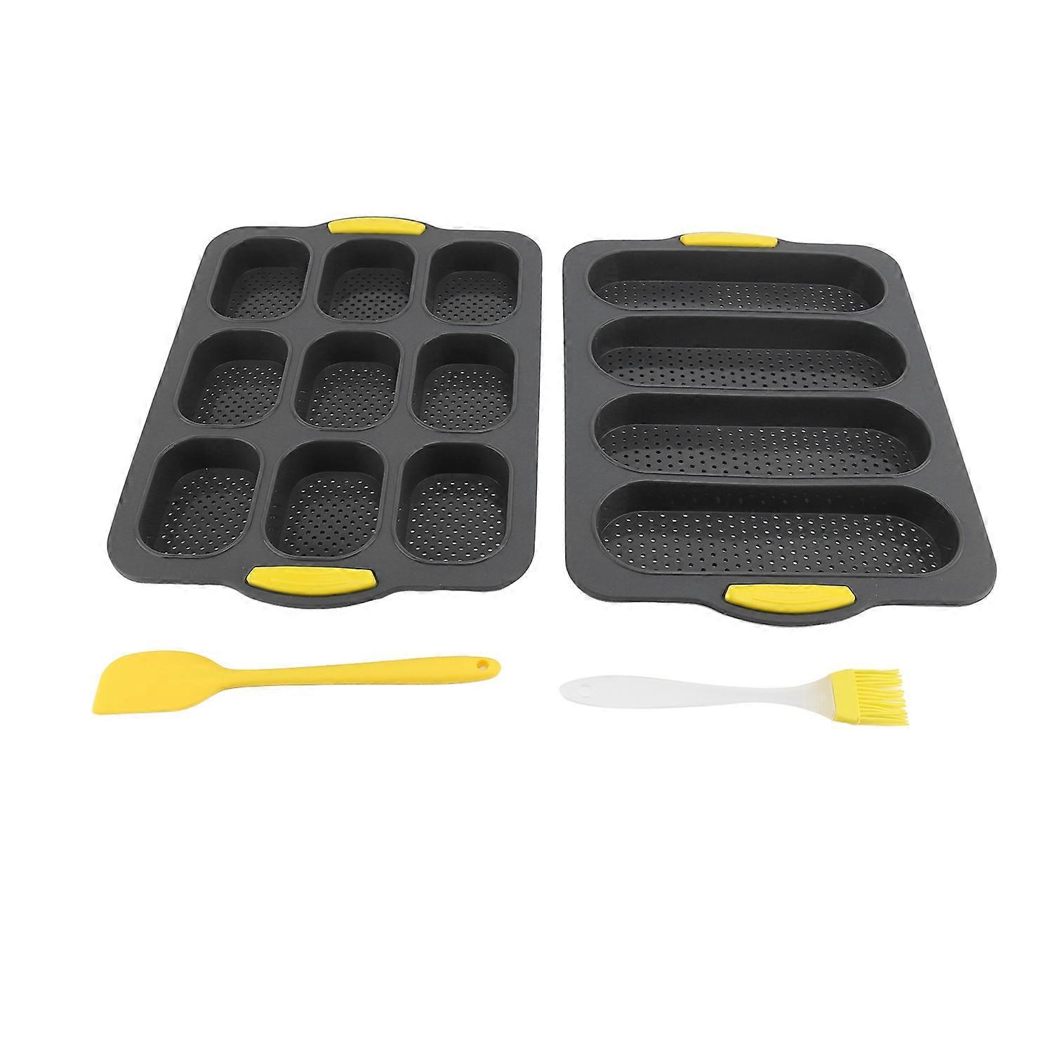 Mini Loaf Pan Perforated Anti Stick Easy to Release Silicone French Bread Baking Pan Set for Home Ki