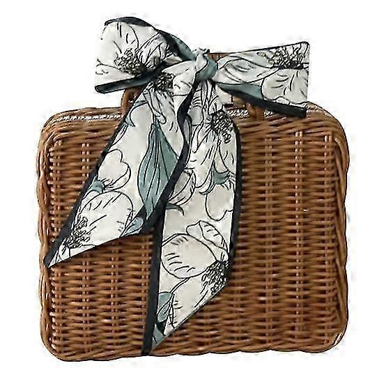 1Set Rattan Suitcase Natural Tasteless Solid Handle Rattan Woven Storage Case for Picnic