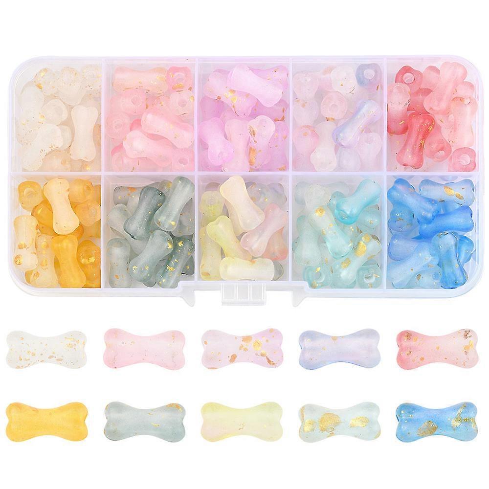130Pcs 13 Colors Gradient Color Transparent Acrylic Beads with Golden Foil Craft Beads