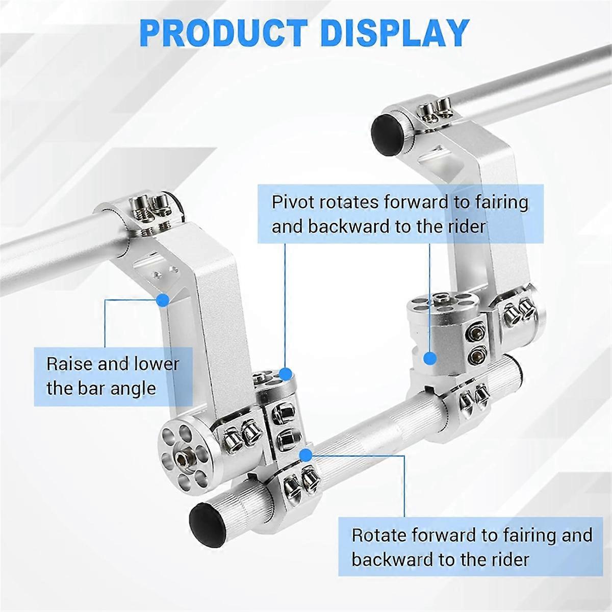 Adjustable Motorcycle Handlebars Handle Bar, Detachable Steering Hangers Handle Bars System for 125cc Scooter Silver