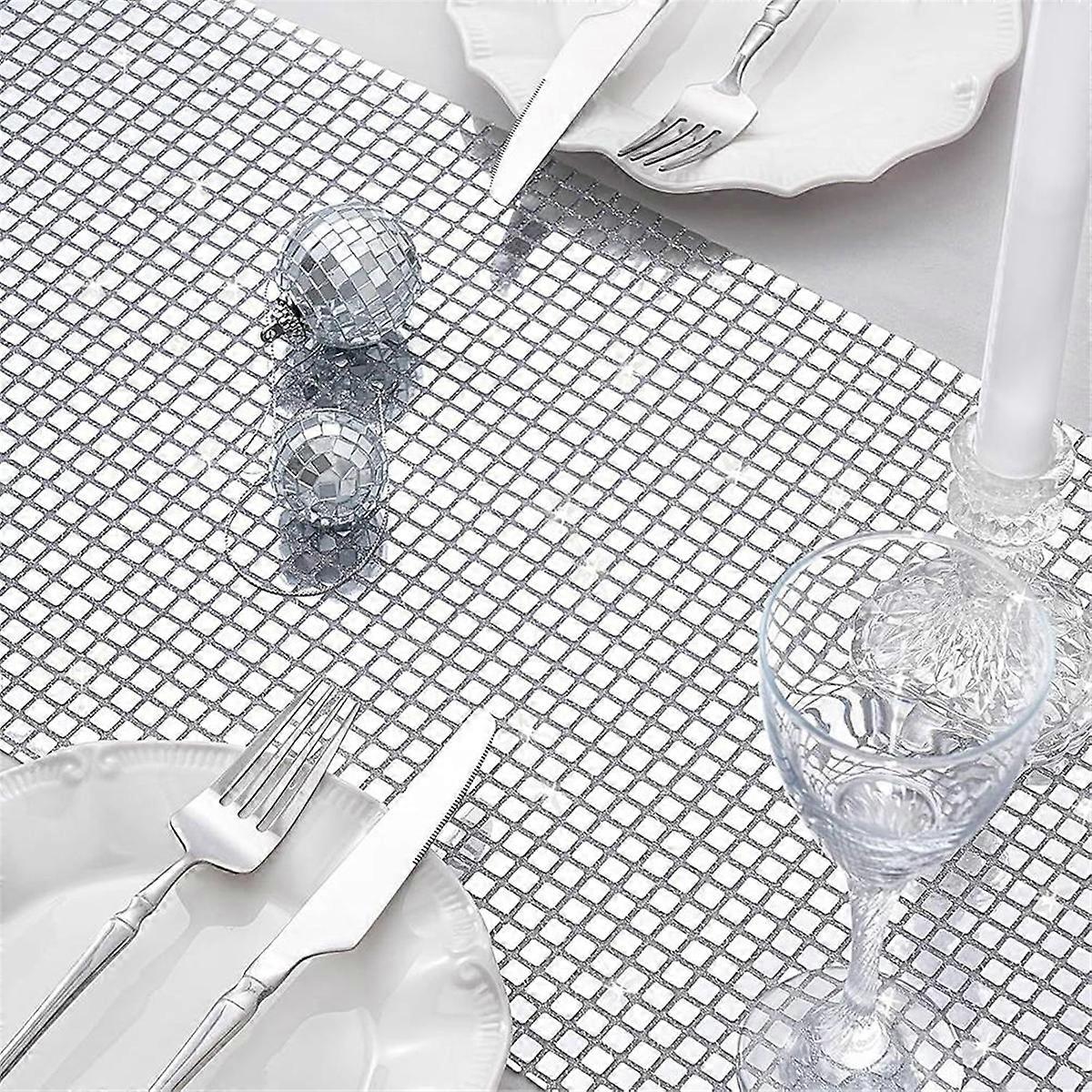 Disco Table Runner Silver Table Runner Glitter Sequin Runner
