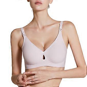 Seamless Nursing Bras for Women Soft Full Coverage Comfort V Neck Pregnancy Maternity Wireless Bralette with Front Clasp  light pink XL