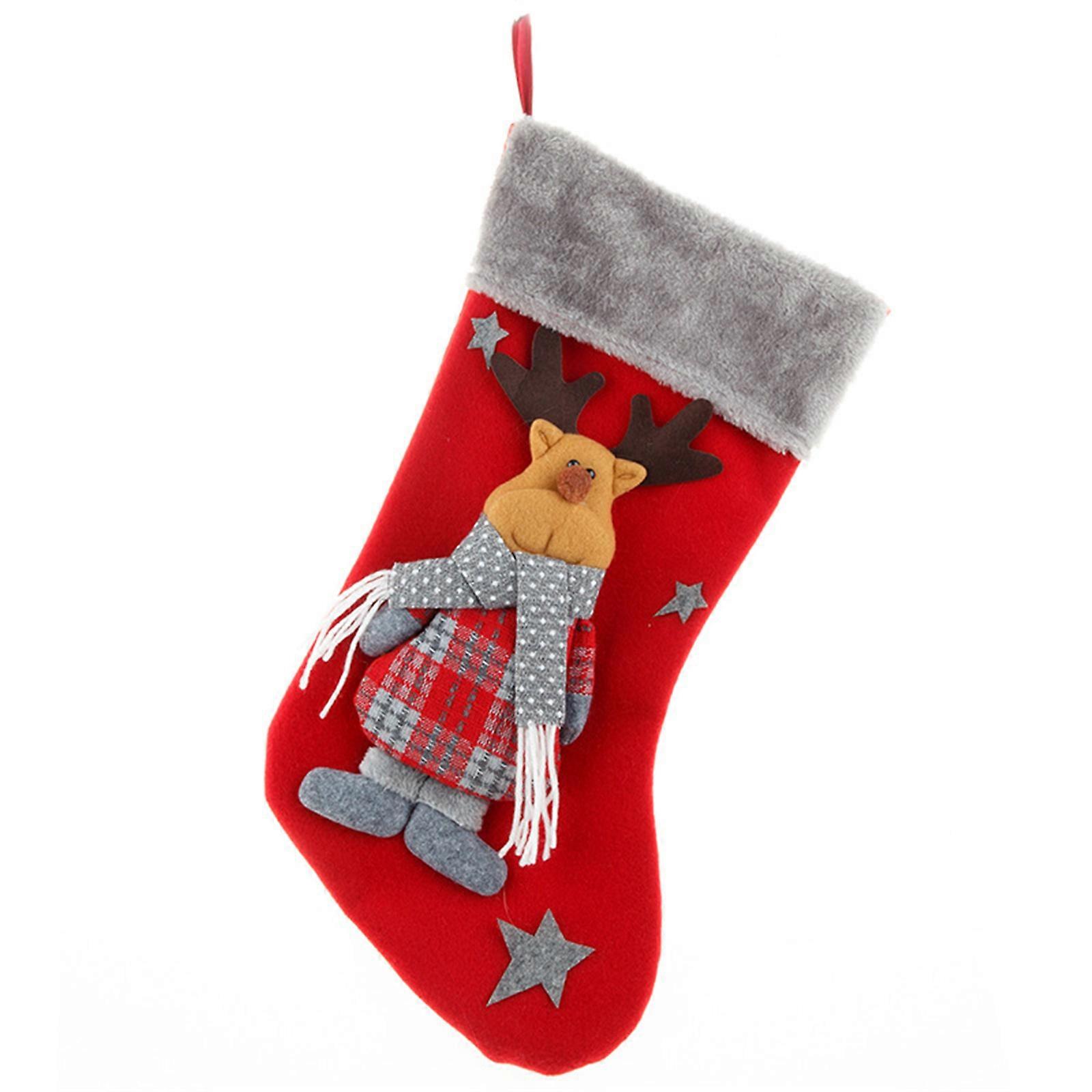 Bas de Noël, Fête Vacances Décor Non tissé Bas Chaussettes Décors Noël Ornements Grande Taille Bonbons Cadeaux Sac C