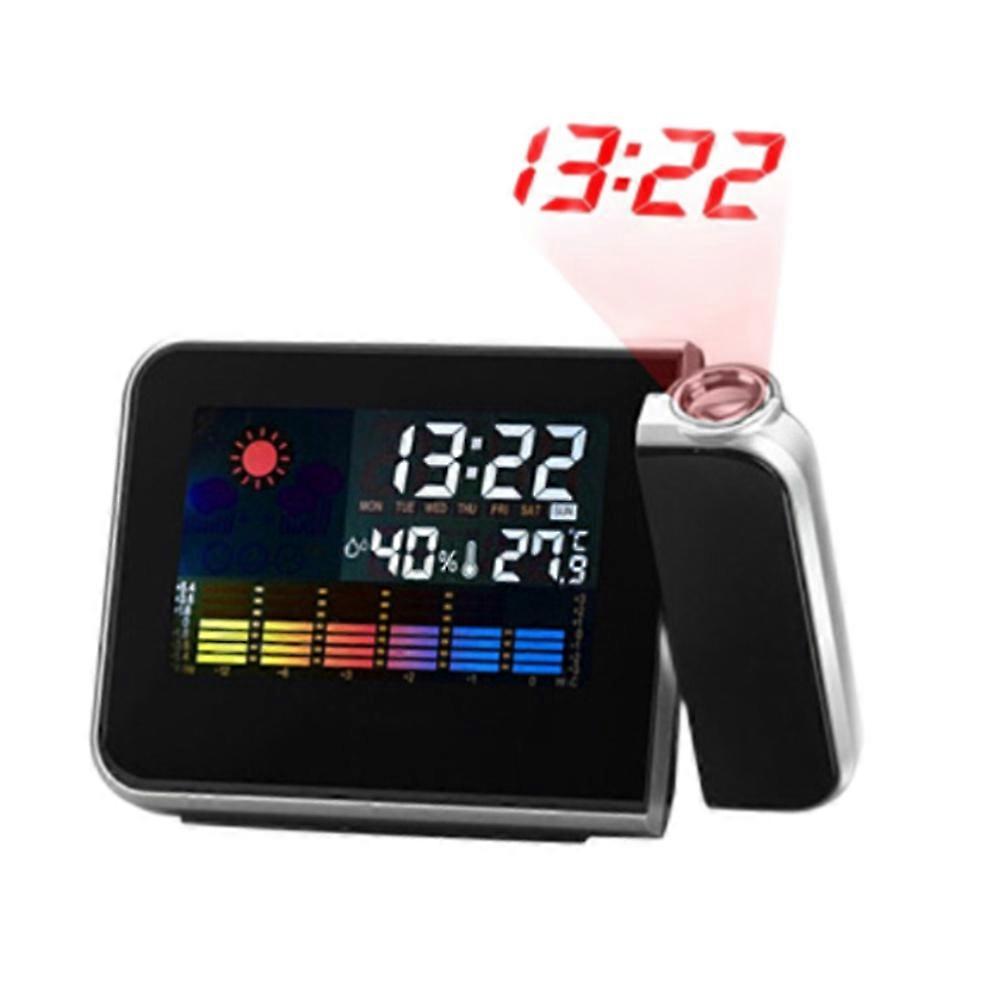 Projection Alarm Clock 180 Degree Adjustable Digital Projector Clock with Weather Station and Temperature Humidity LED Color Screen Perpetual