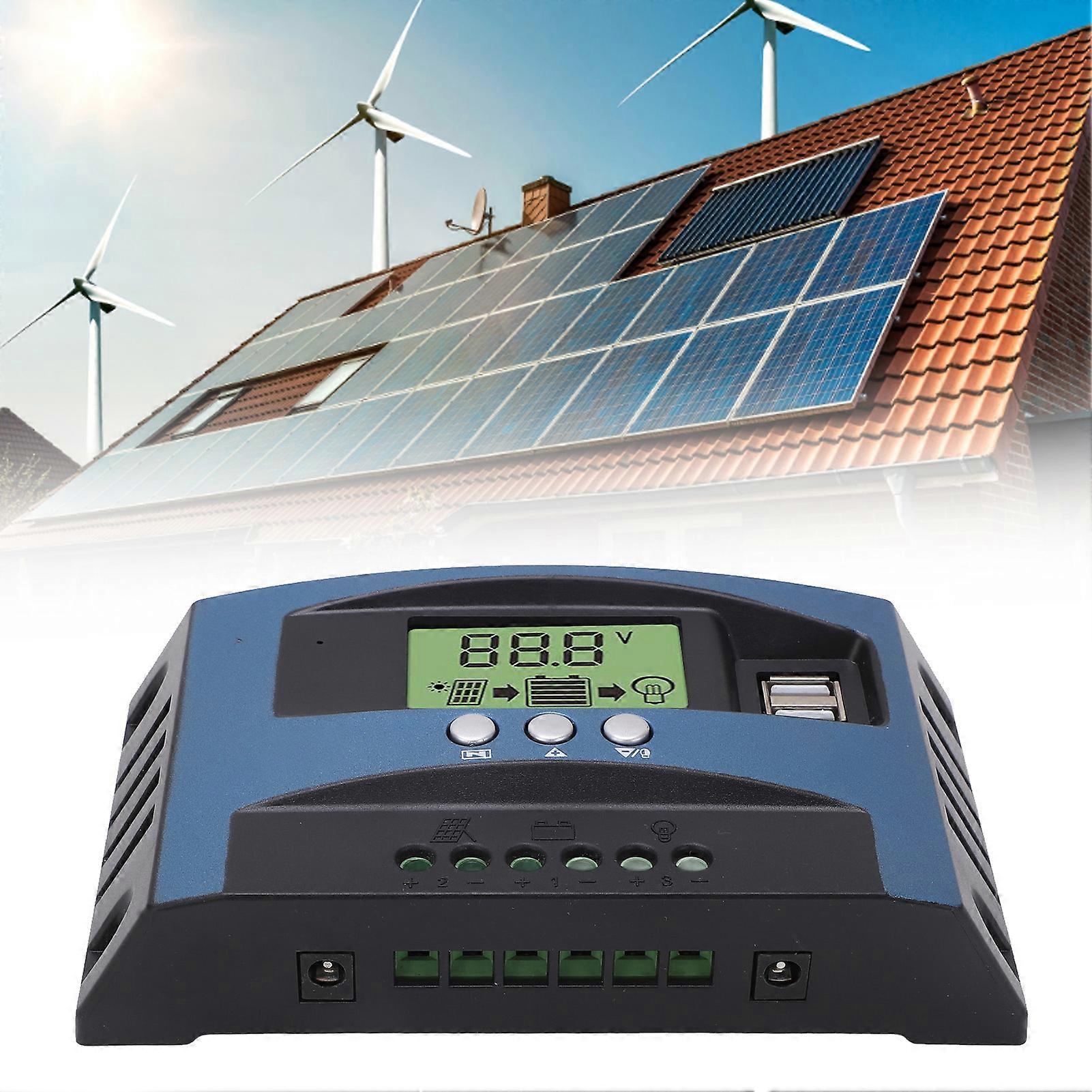 Solar Charge Controller 12V/24V MPPT 50A Regulator LCD Display